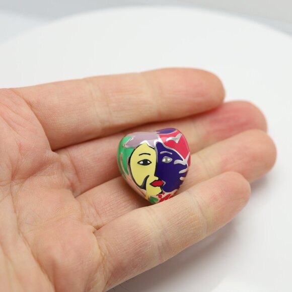 Art Ring Sterling Silver famous artist Enamel Inspired Artistic Ring - Picture 3 of 13